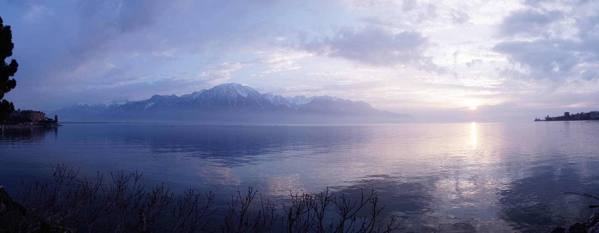 Calm Lake Geneva seen from Montreux